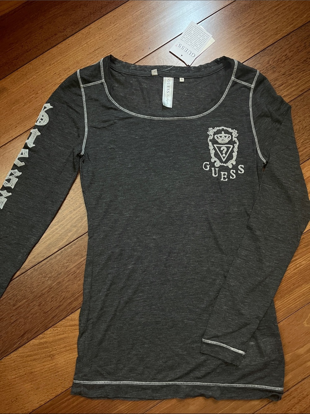 NWT Y2K Guess Sheer Logo Long Sleeve Top